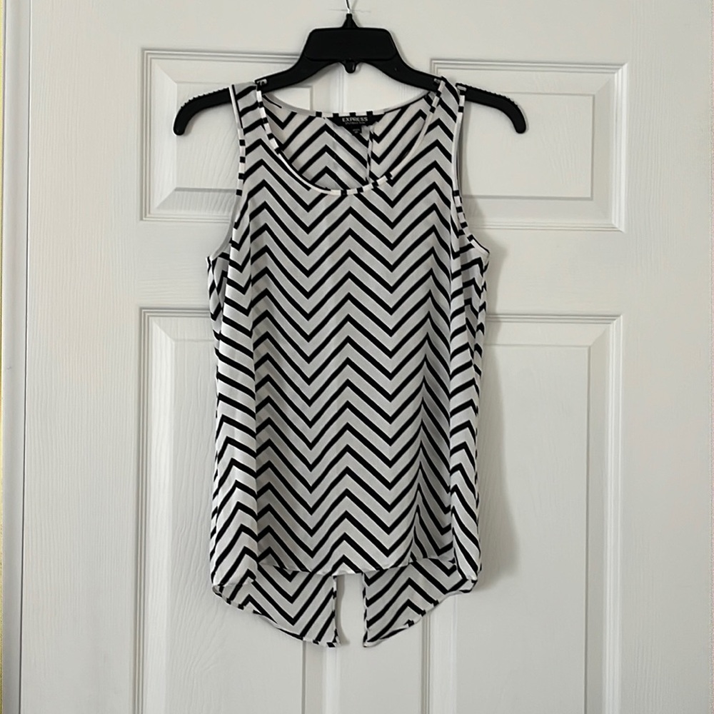 Express black and white chevron tank top